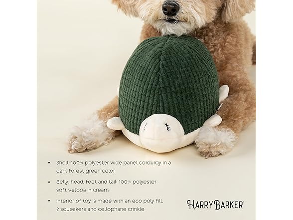 Harry Barker Durable Plush Dog Toys, Turtle