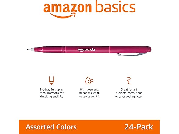 Amazon Basics Felt Tip Marker Pens - Astd