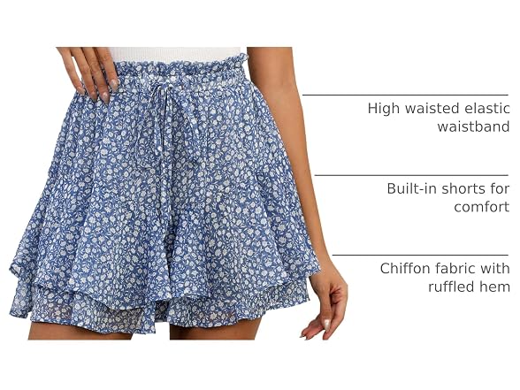 LOMMOJ Shorts for Women Blue Floral