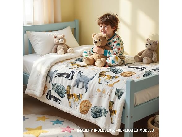 Sleepwish Colorful Cat Fleece Throw Blanket