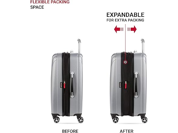 SwissGear 7585 Hardside Luggage Silver, Checked-Medium 23-Inch