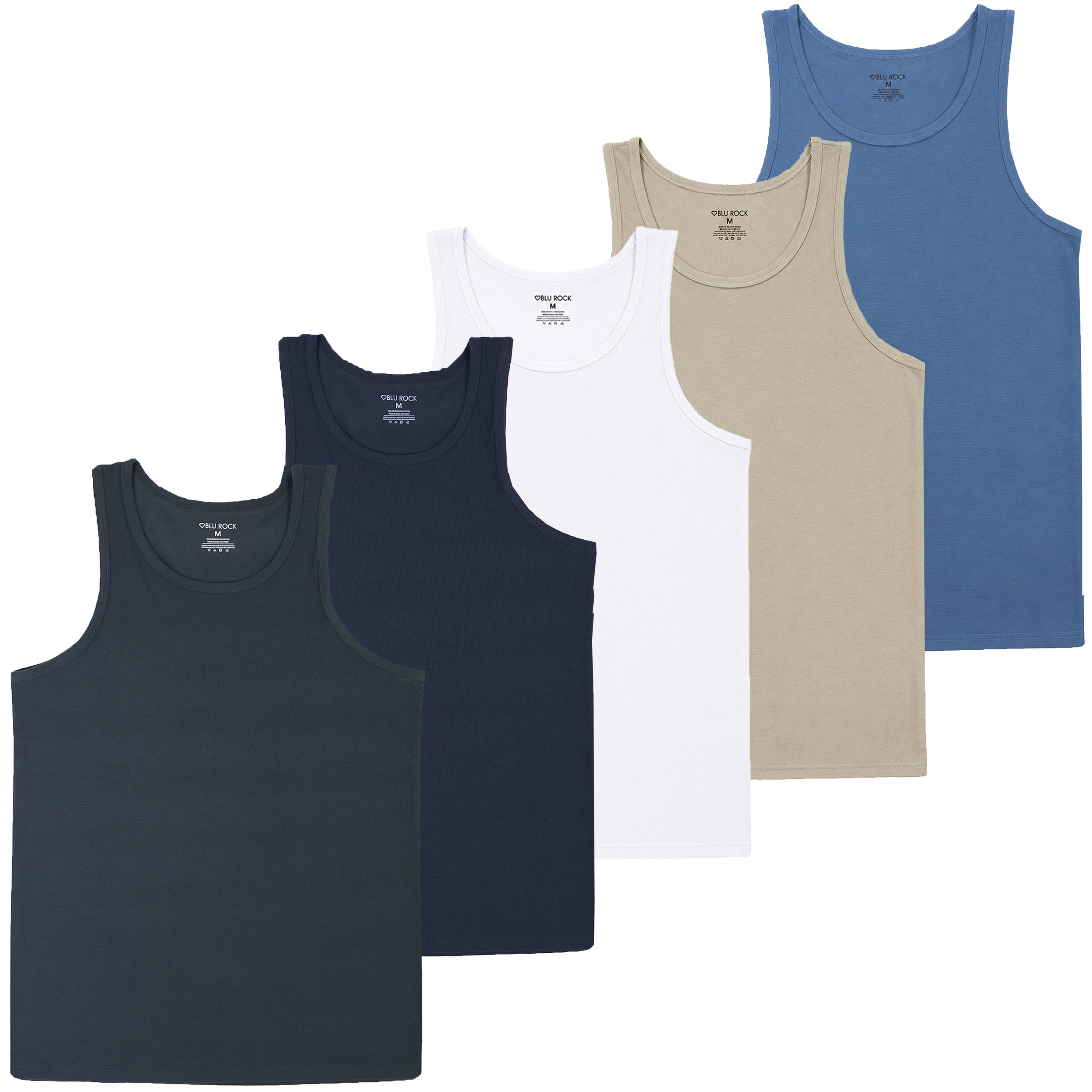 5Pk Mens Micro Waffle Tank Top - Gallery 16