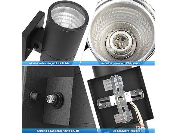 TOBUSA Dusk to Dawn Black Outdoor Wall Lights