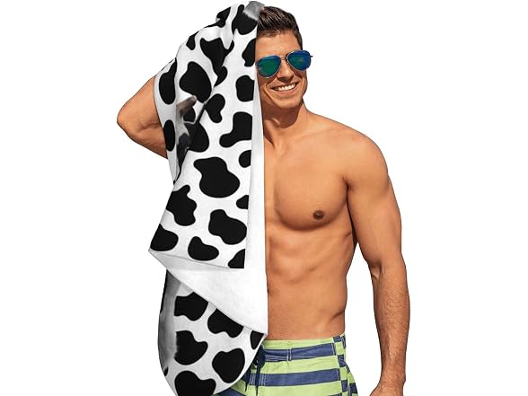 Milk Cow Print Black and White Beach Towel So
