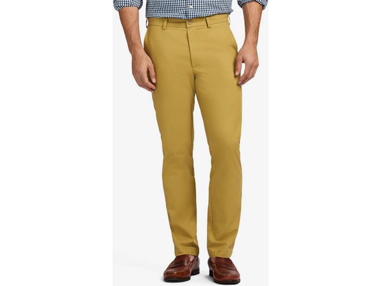 IZOD Men's American Chino Flat-Front Straight-Fit Pants, Khaki, 32W x 32L