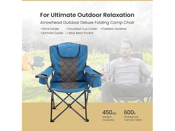 ARROWHEAD OUTDOOR 2-Pack Portable Folding Camping Quad Chair