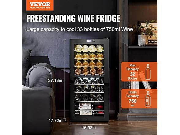 VEVOR 32-Bottle Wine Cooler