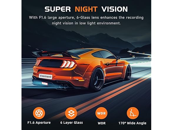 Veement 2.5K Dash Cam Front WiFi WDR