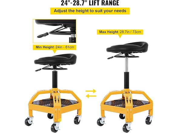 Rolling Garage Stool, 300LBS Capacity 28.7in