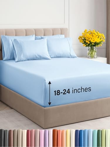 6 Piece Extra Deep Breathable Sheet Set- Choose Color & Size - Gallery 25