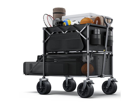 Everyfun 480Lbs Foldable Double Decker Wagon