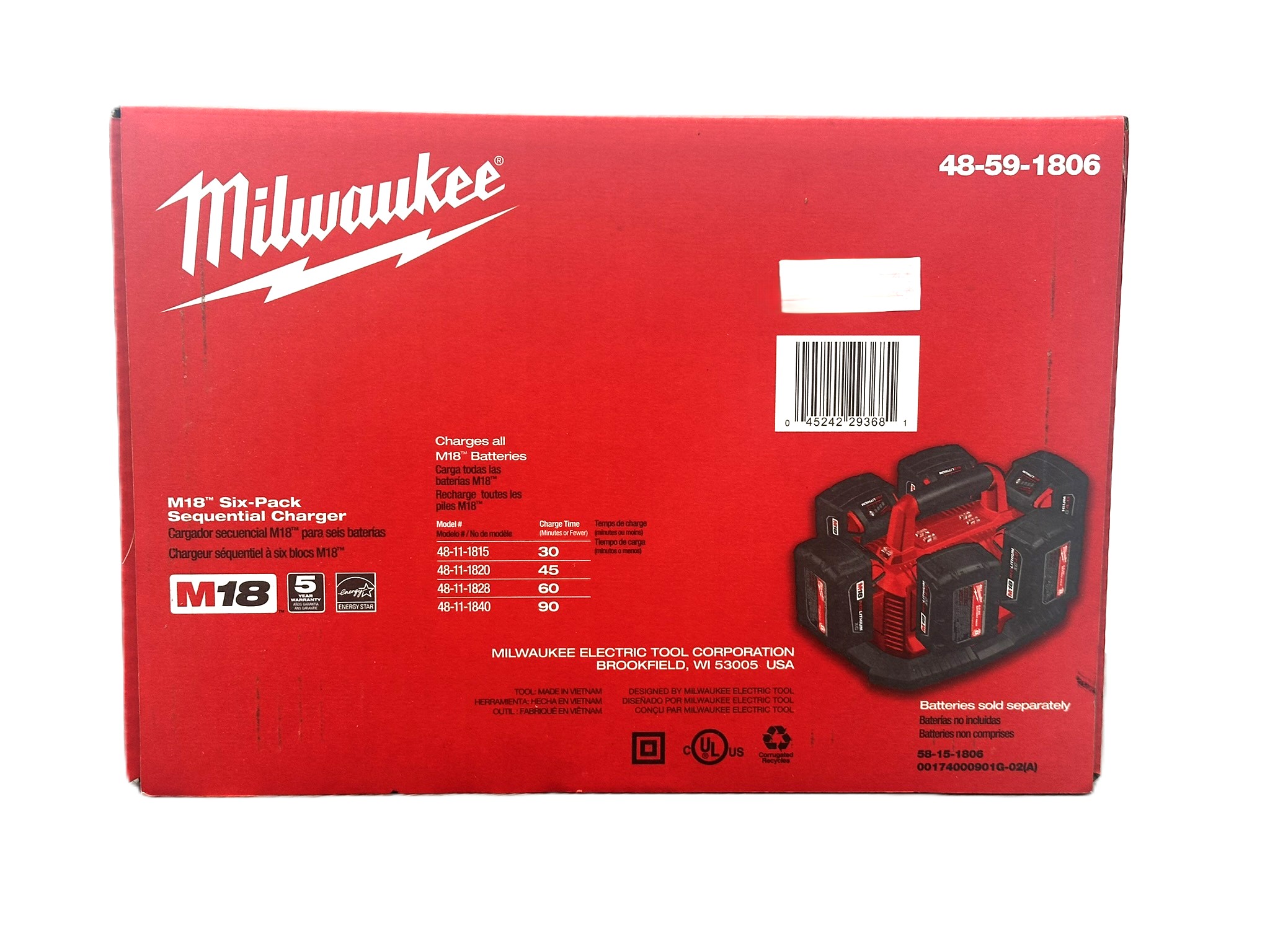 Milwaukee 48-59-1806 M18 6 Pack Sequential Charger - Gallery 5
