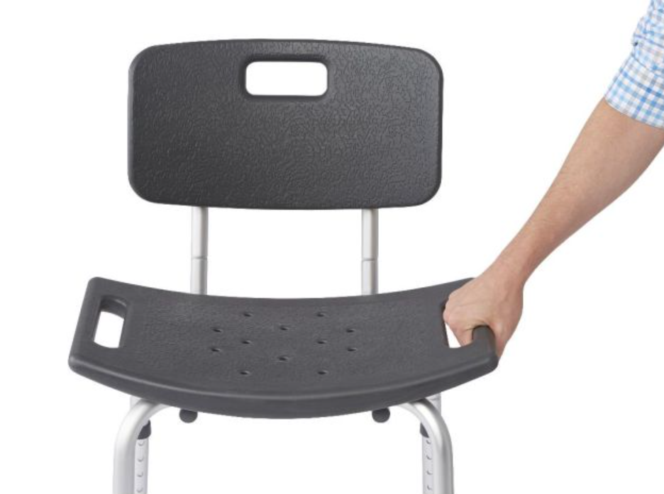 Knockdown Shower Chair with Back, Microban Treated - Gallery 5