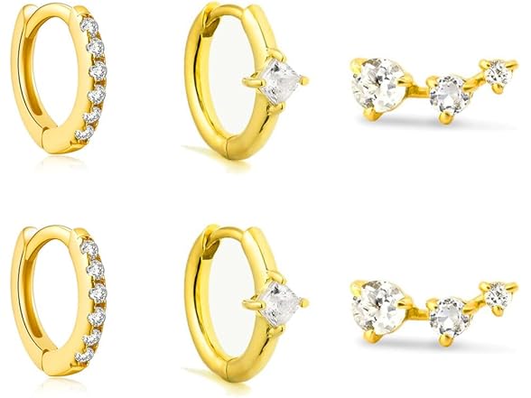 DIDISEE Gold 14k Small Hoop Earring Set