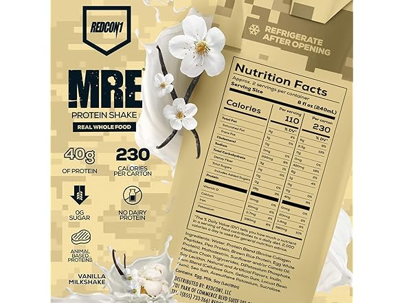 REDCON1 MRE Ready to Drink Protein Shakes, Vanilla Milkshake