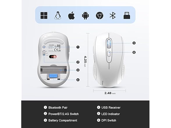 Wireless 2.4G USB Computer Mouse 2 Pack