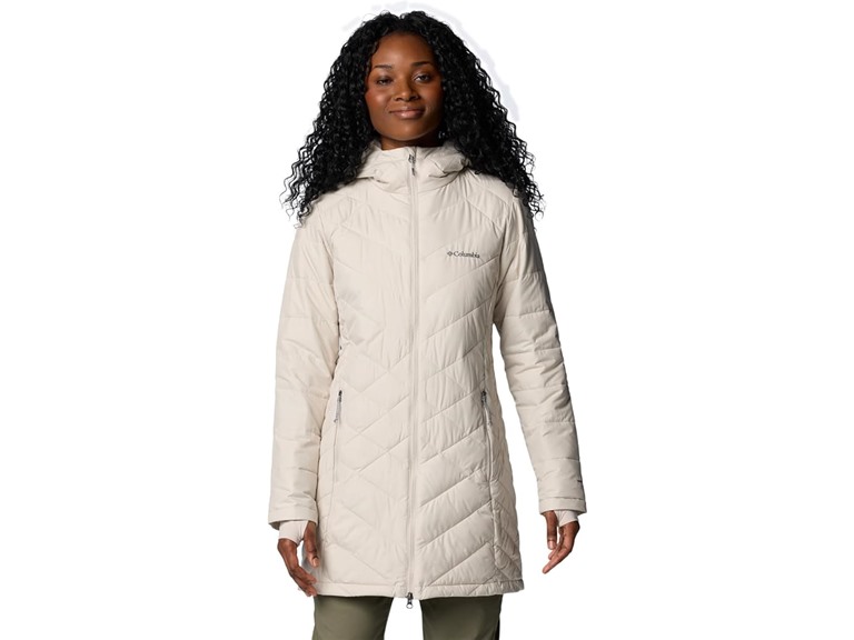 Columbia Womens Heavenly Long Hooded Puffer Jacket, Dark Stone, XX-Large
