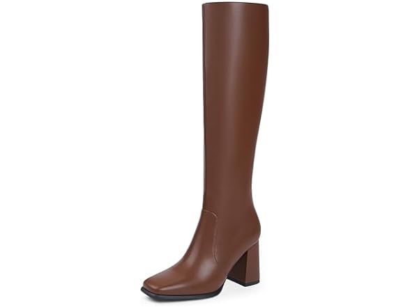 Knee High Chunky Heel Square Toe Boots