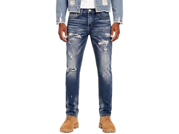 Blukraf Mens Slim Fit Stacked Jeans