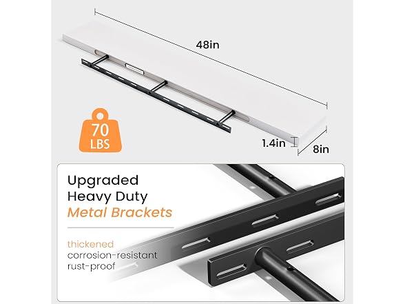 48 Inch Floating Shelves for Wall, Deep