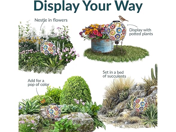 Sunnydaze 10 inch Solar Gazing Ball for Garden, Midsummer Dahlias