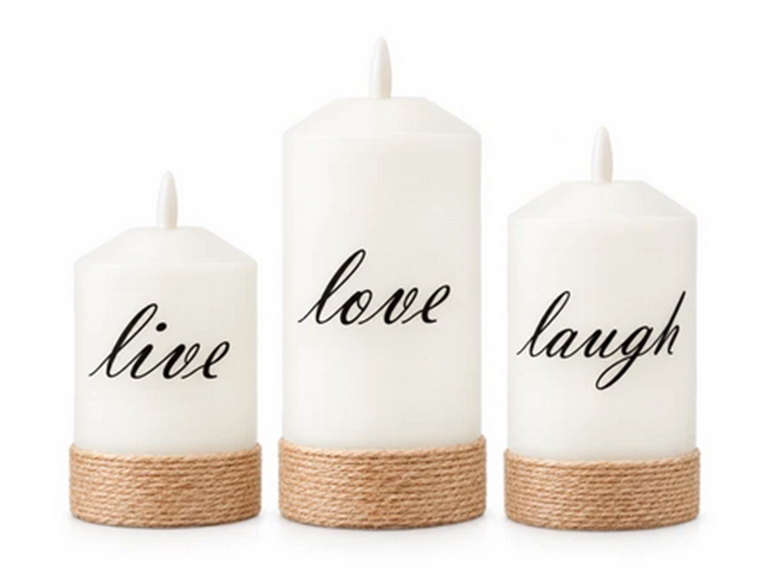 3 Piece Battery Operated Candle Set with Jute Twine