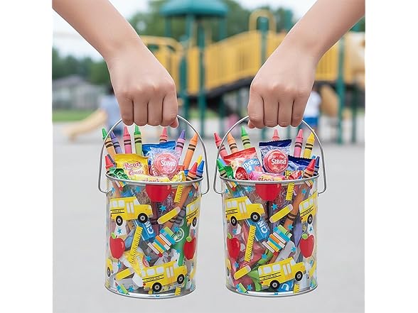 Back to School Metal Paint Bucket Favor Containers
