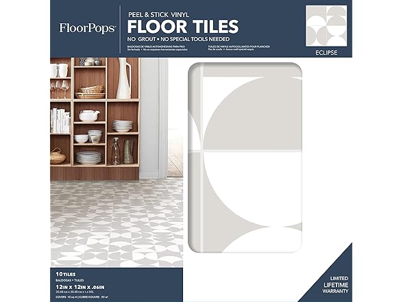 Eclipse Peel & Stick Tiles, white/Off white 10pc
