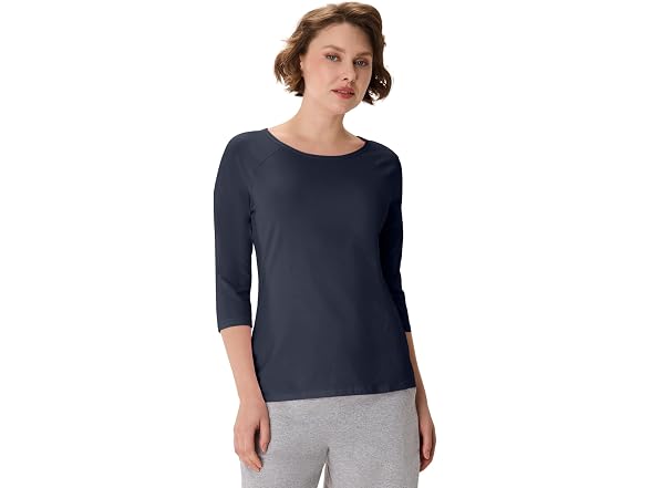 Hanes Women Stretch Cotton Raglan Sleeve Tee