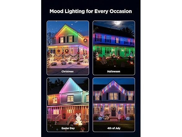 Brightown Smart Meteor Shower Lights Outdoor, 16Tube 256LED 24.6ft