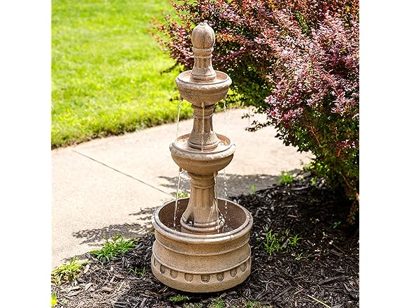 Sunnydaze Cyprus 39" H 3-Tier Outdoor Water Fountain