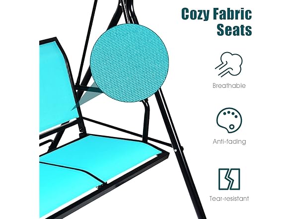 GRAFFY 3-Seat Patio Swing Turquoise