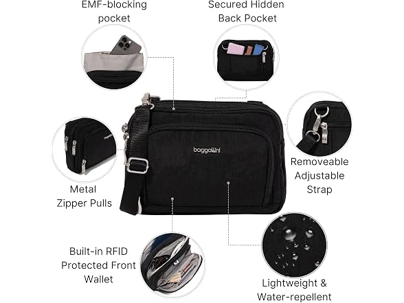 Baggallini Trifecta RFID Wallet Crossbody
