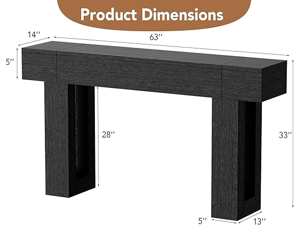 Black 63 Inch Long Console Table
