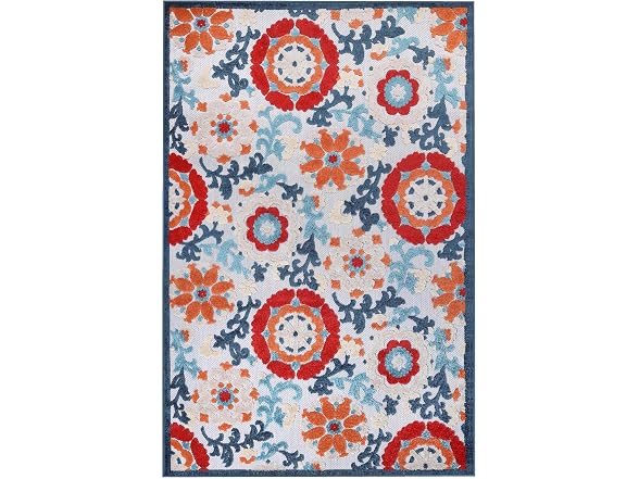 Superior Petunia Floral Scroll Rug 5x8