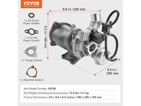 SKYSHALO Turbocharger and Gasket Set, Engine
