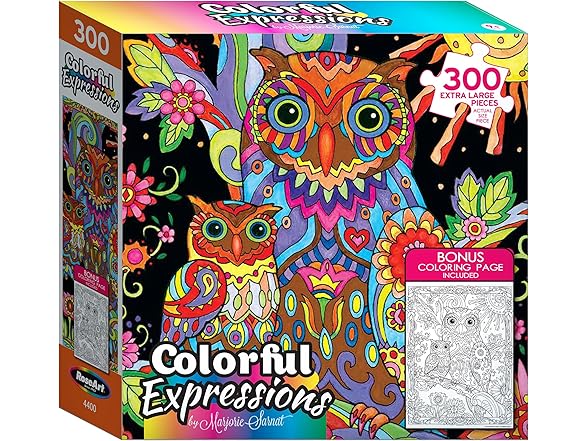 Colorful Expresions Owl and Baby by Night 300XL Piece Puzzle