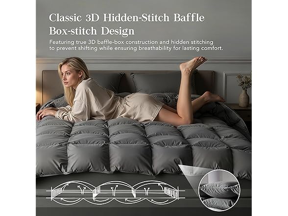 Grey King Size Feather Down Comforter