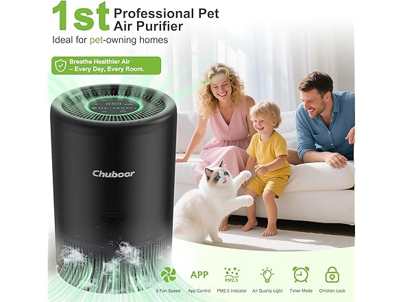 1200 Ft Black Air Purifier
