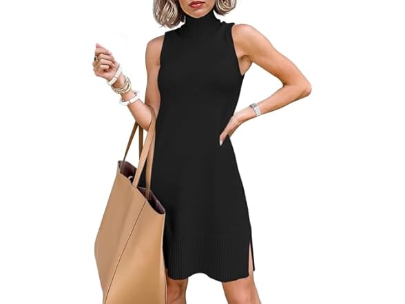 Sleeveless Turtleneck Sweater Dress