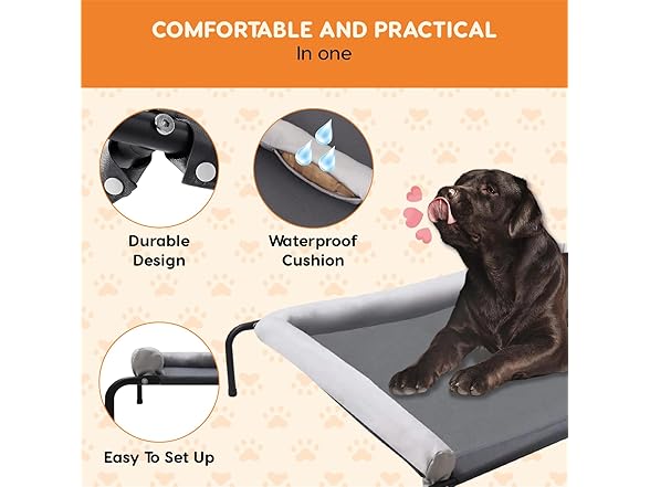 POLIPETS Elevated Pet Bed with Removable Pillow