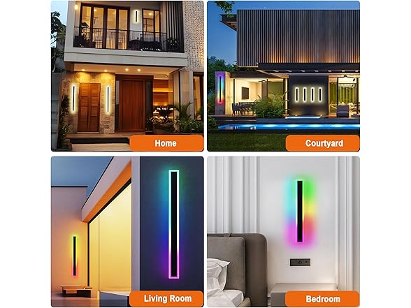 12" LED RGBW Wall Light IP66