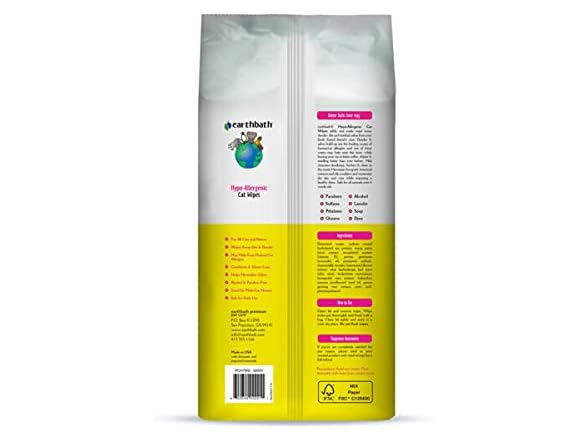 Earthbath Hypoallergenic Grooming Cat Wipes