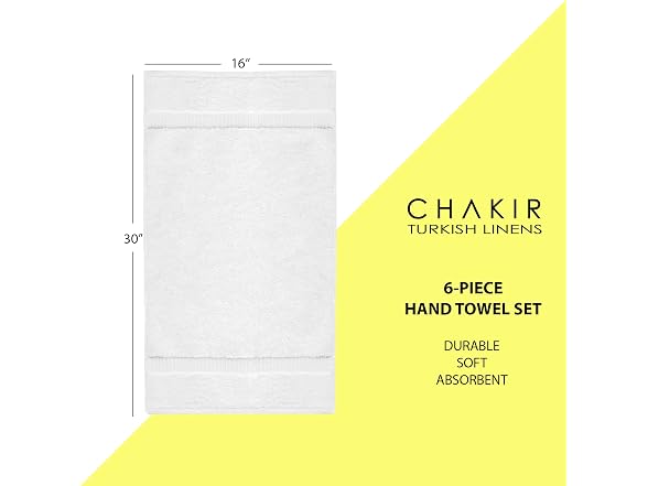 Chakir Turkish Linens 6 Pcs Hand Towels