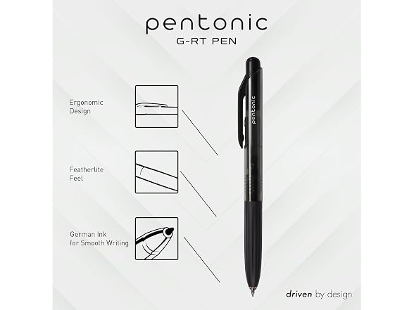 Pentonic G-RT Retractable Gel Pens, 10 Colors