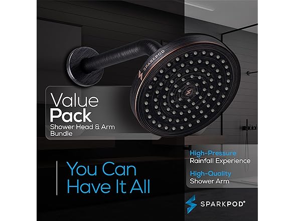 6" Rain Shower Head With 9" Arm