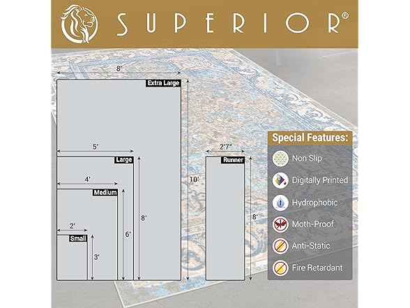 Superior Distressed Medallion Ornamental Border Indoor Area Rug