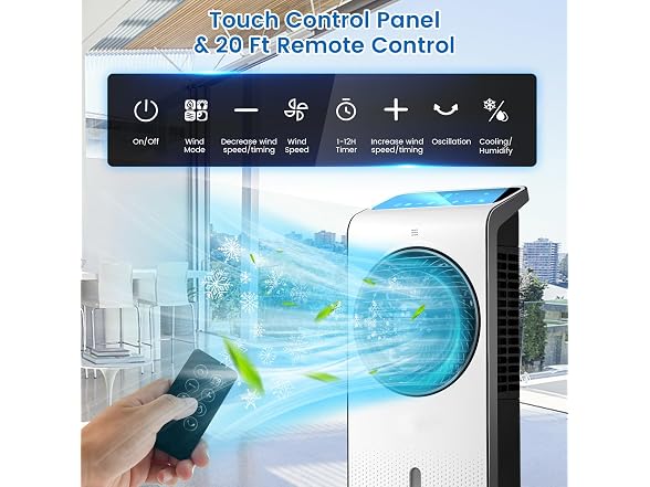DORTALA Evaporative Air Cooler, 3-in-1 Oscillating Fan