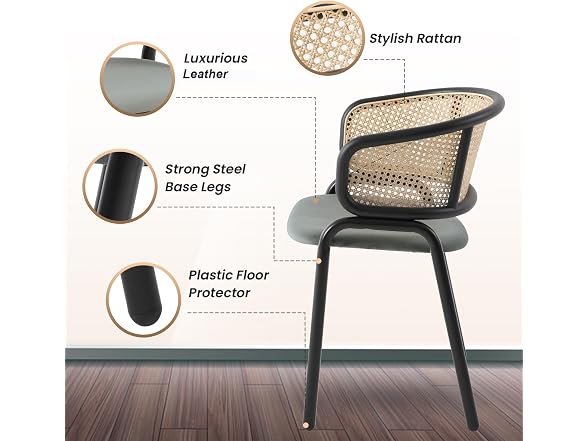 Leisuremod EC20GR-L Ervilla Leather Dining Chairs
