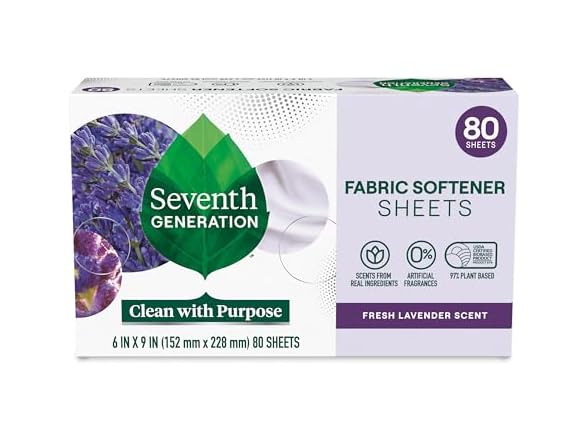 Seventh Generation Dryer Sheets Lavender 80 Sheets
